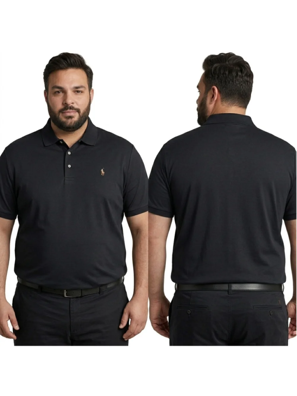 Polo Ralph Lauren Shirt Men 2XB Black Short Sleeve Cotton Classic Pony Logo Big